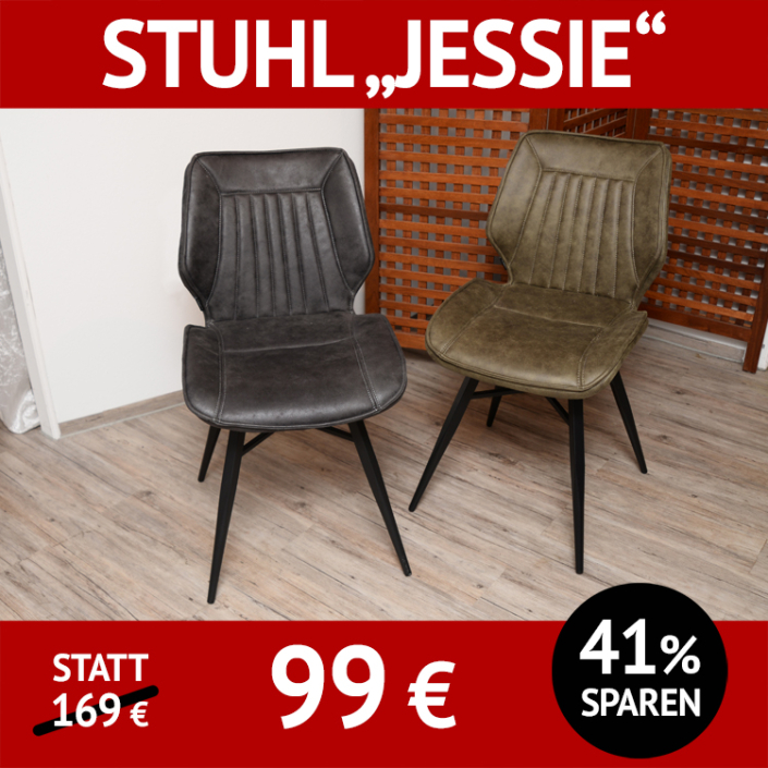 Stuhl JESSIE, 4-Fuß Untergestell, schwarz pulverbeschichtet, Bezug Mikrofaser, anthrazit oder oliv