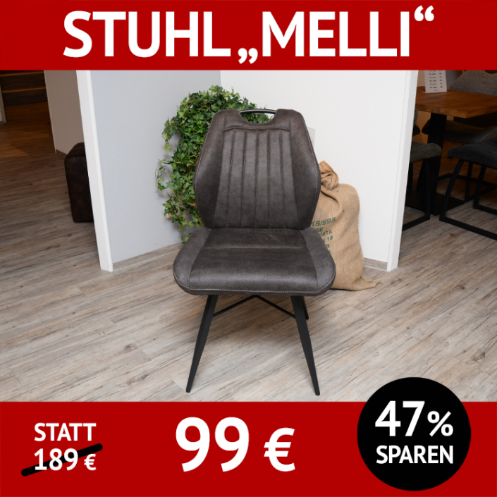 Stuhl MELLI, 4-Fuß-Untergestell, Griff, in der Rückenlehne
