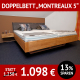 Bett MONTREAUX 5, Doppelbett mit Holzkufe und Polsterkopfteil, Wildeiche massiv, natur geölt, 180 x 200 cm,