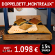 Bett MONTREAUX 2, Schwebekufen-Doppelbett mit Holzkopfteil, Wildeiche massiv, geölt, Schwebekufe aus Metall, schwarz pulverbeschichtet