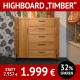 Wohnzimmerschränke TIMBER, Highboard mit 5 Schubladen, Wildeiche massiv