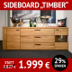 Wohnzimmerschränke TIMBER, Sideboard mit 3 Schubladen, Wildeiche massiv