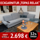 Sofa Topas Relax, Eckgarnitur mit Relaxfunktion, klappbare Armlehne, Polsterung Federkern