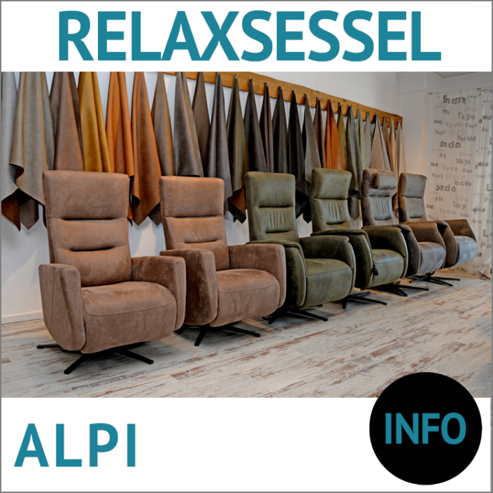 Relaxsessel mit Liegefunktion ALPI, in 6 verschiedenen Größen verfügbar