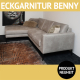 Sofa BENNY als Eckgarnitur mit Sitzvorzug und hochklappbarem Bettkasten