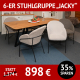 Stuhl JACKY, als 6-er Stuhlgruppe, Untergestell: 4-Fuß, schwarz pulverbeschichtet, Bezug Boucle