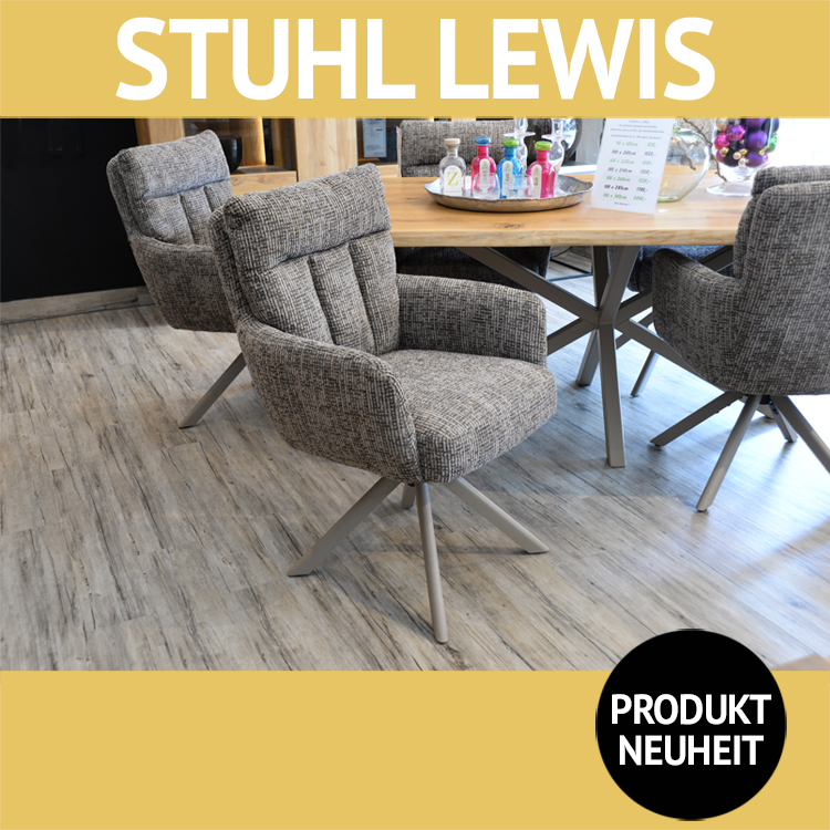 Stuhl mit Armlehnen LEWIS, drehbares Untergestell aus Eiche in RAL 1019, grau-beige