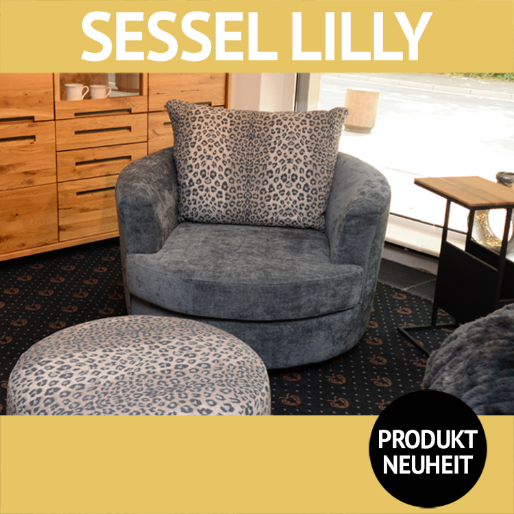 Sessel LILLY ist drehbar und hat ein großes Rückenkissen
