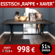 Esstisch RAPPE, Massivholz Ureiche, geköhlt mit Untergestell XAVER, Rohstahl, schwarz pulverbeschichtet