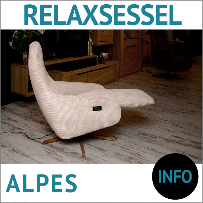Drehsessel mit Relax-Funktion ALPES, 360 Grad drehbar, Optionen: Herz-Waage, Sitzheizung, Lordose, Aufstehhilfe, Akku