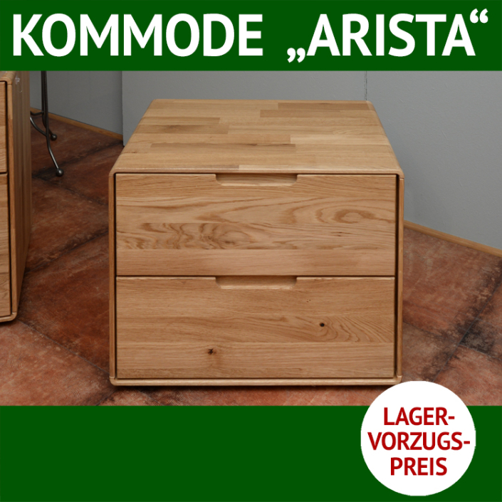 Nachtkommode ARISTA, Wildeiche massiv, 2 Schubladen mit Soft-Close Nachtkommode ARISTA, Wildeiche massiv, 2 Schubladen mit Soft-Close