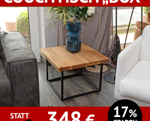 Couchtisch aus massivem Holz und Metall BOX