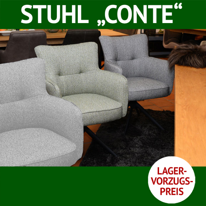 Stuhl CONTE mit Armlehnen, drehbar, mit Taschenfederkern gepolstert