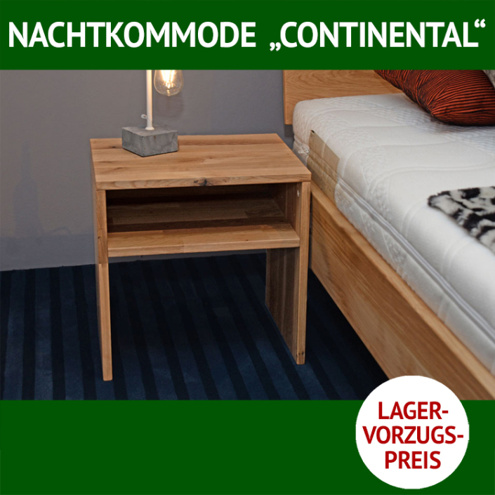 Nachtkommode CONTINENTAL 1, Wildeiche massiv, ein offenes Fach