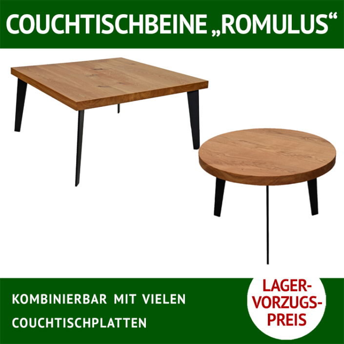 Couchtischuntergestell ROMULUS, Metall, schwarz pulverbeschichtet