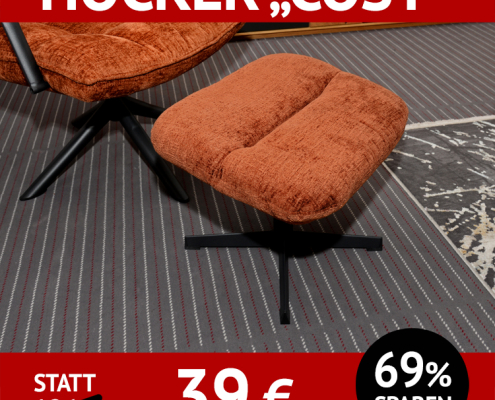 Hocker COSY, Metallfuß, samtiger Bezug