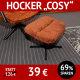 Hocker COSY, Metallfuß, samtiger Bezug