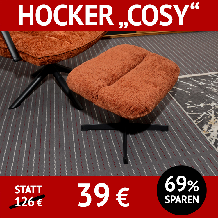 Hocker COSY, Metallfuß, samtiger Bezug