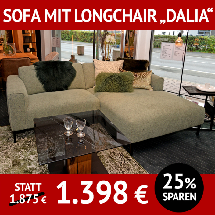 Sofa DALIA mit 1,5-Sitzer und Longchair