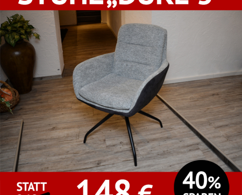 Stuhl DUKE 3, mit Armlehnen, drehbar, innen und außen unterschiedlich bezogen