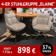 Stuhl ELAINE, als 4-er Stuhlgruppe, 2x mit Armlehnen, 2x ohne Armlehnendrehbares, schwarzes Untergestell, Rücken mit Schwingfunktion