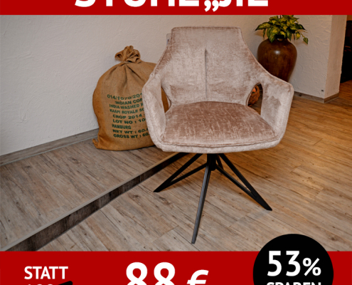 Stuhl JIL, drehbares Untergestell in schwarz, samtiger Bezug in taupe