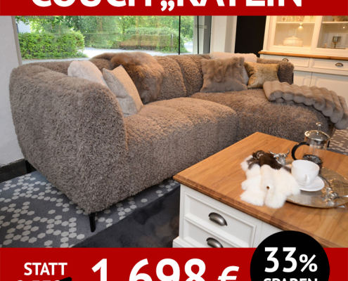 Sofa KATLIN mit kuscheligem Bezug, 2-sitzig mit Longchair