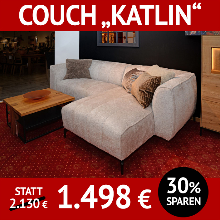 Sofa KATLIN mit kuscheligem Bezug, 2-sitzig mit Longchair