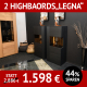 Wohnzimmermöbel LEGNA, 2 Highboards, anthrazit lackiert, Rückwände mit Beleuchtung, sandgestrahlt, Wildeiche Roheffekt