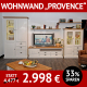 Wohnzimmermöbel Landhausstil PROVENCE, weißer Korpus und Abdeckplatten aus massiver Wildeiche
