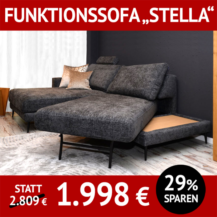 Sofa STELLA, drehbarer Sitz wird zum Longchair