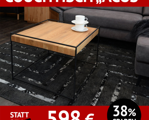 Couchtisch ACUS, 80 x 80 cm, massiv Eiche, natur geölt