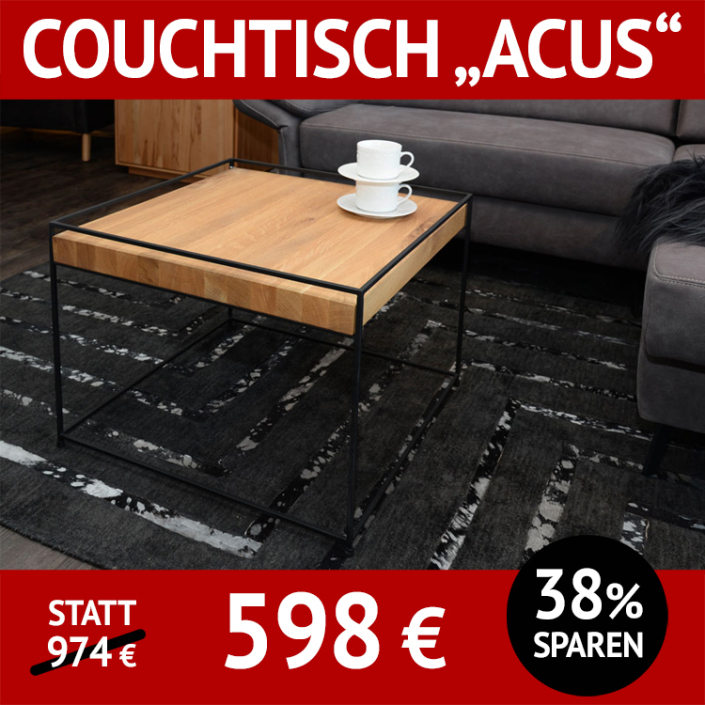 Couchtisch ACUS, 80 x 80 cm, massiv Eiche, natur geölt
