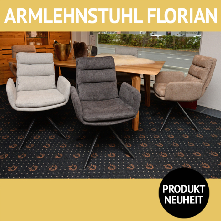 Stuhl FLORIAN, mit Armlehnen, 180 Grad drehbar