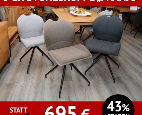 Stuhl FRANJO als 6-er-Stuhlgruppe, 3 Farben, drehbar