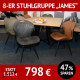 Stuhl JAMES als 8-er Stuhlgruppe, 4-Fuß-Untergestell, Mikrofaser-Bezug