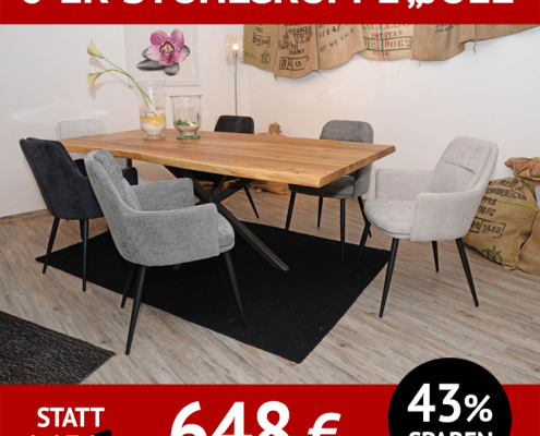 Stuhl JOEL, mit Armlehnen als 6-er Stuhlgruppe