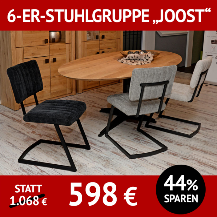 Stuhl JOOST mit Freischwinger-Untergestell als 6-er Stuhlgruppe
