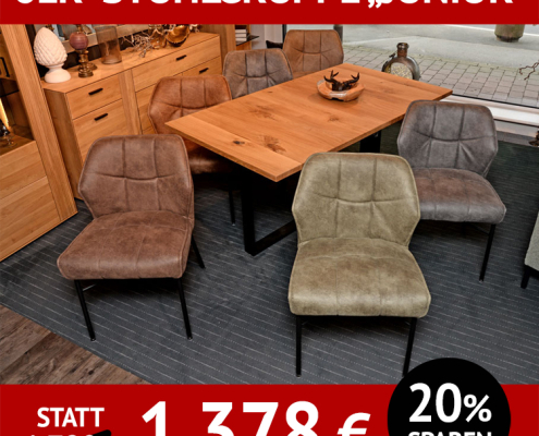 Stuhl JUNIOR mit Bezug Hunter als 6-er Stuhlgruppe