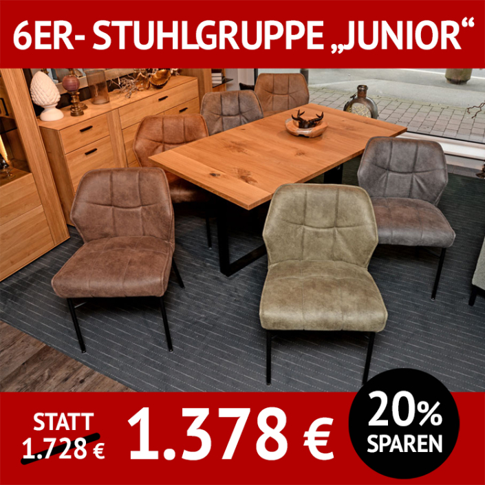 Stuhl JUNIOR mit Bezug Hunter als 6-er Stuhlgruppe