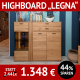 Wohnzimmerschränke LEGNA, Highboard, Wildeiche massiv, Roheffekt geölt