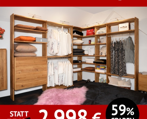 Schlafzimmermöbel SUITE, begehbarer Kleiderschrank, flexibel aufbaubar, Wildeiche, massiv, natur geölt