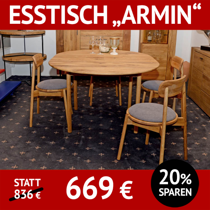 ruEsstisch ARMIN, Wildeiche rund, ausziehbar ruEsstisch ARMIN, Wildeiche rund, ausziehbar