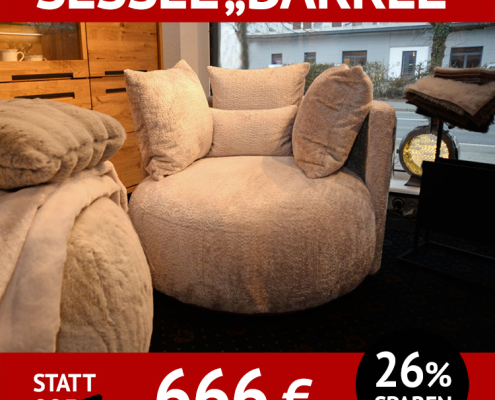 Sessel BARREL, drehbar, kuscheliger Bezug