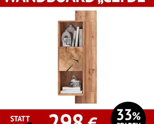 Wohnzimmerschränke CLYDE, Wandboard aus Wildeiche, massiv, mit Hirnholzapplikation