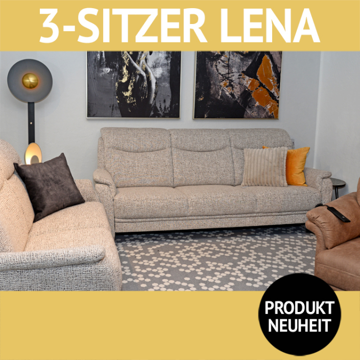 Sofa LENA, 3-Sitzer mit optional verstellbarer Kopfstütze