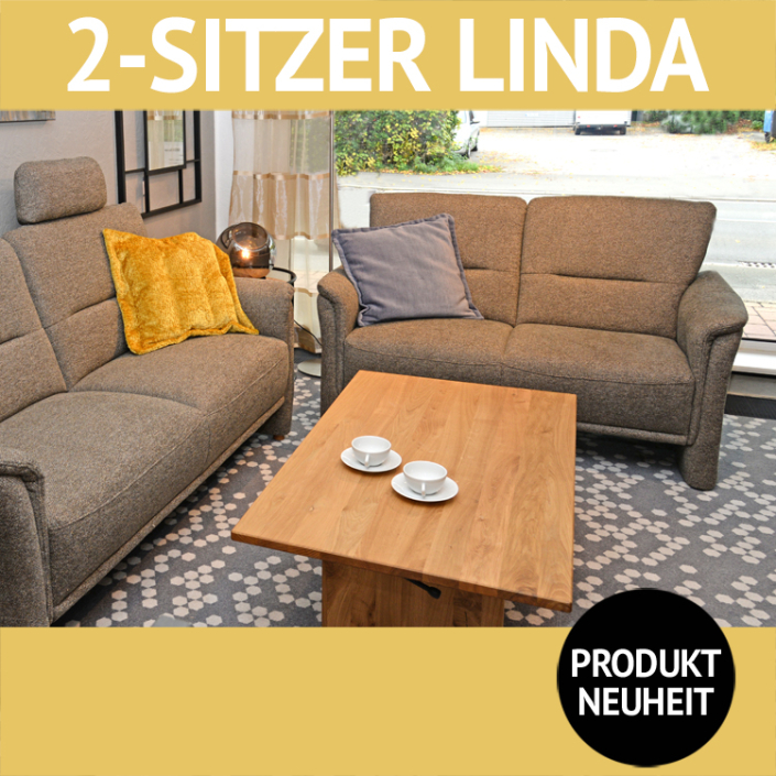 Sofa LINDA, 2-Sitzer mit Federkern gepolstert, 5 verschiedene Polsterungen möglich Sofa LINDA, 2-Sitzer mit Federkern gepolstert, 5 verschiedene Polsterungen möglich
