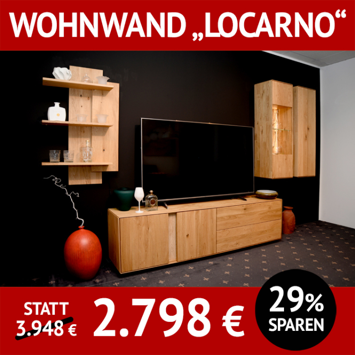 Wohnzimmerschränke LOCARNO, komplette Wohnwand aus  massiver Wildeiche Wohnzimmerschränke LOCARNO, komplette Wohnwand aus massiver Wildeiche
