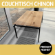 Couchtisch CHINON, Wildeiche massiv, Roheffekt geölt, Untergestell Metall, schwarz