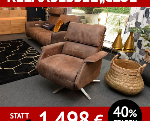 Sessel mit Relaxfunktion CLOE, Bezug Mikrofaser, Sitz M